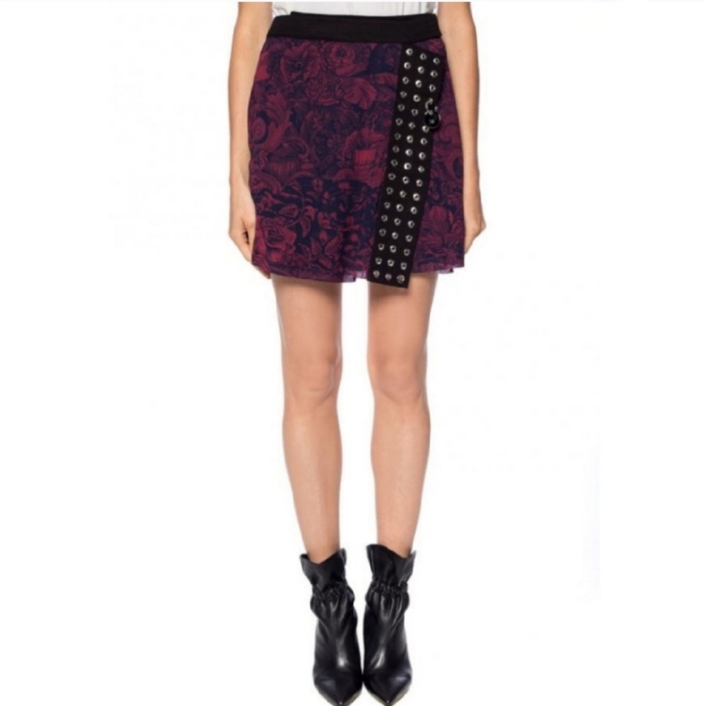 NWT Diesel Burgundy Skirt with Decorative Elements Size XS